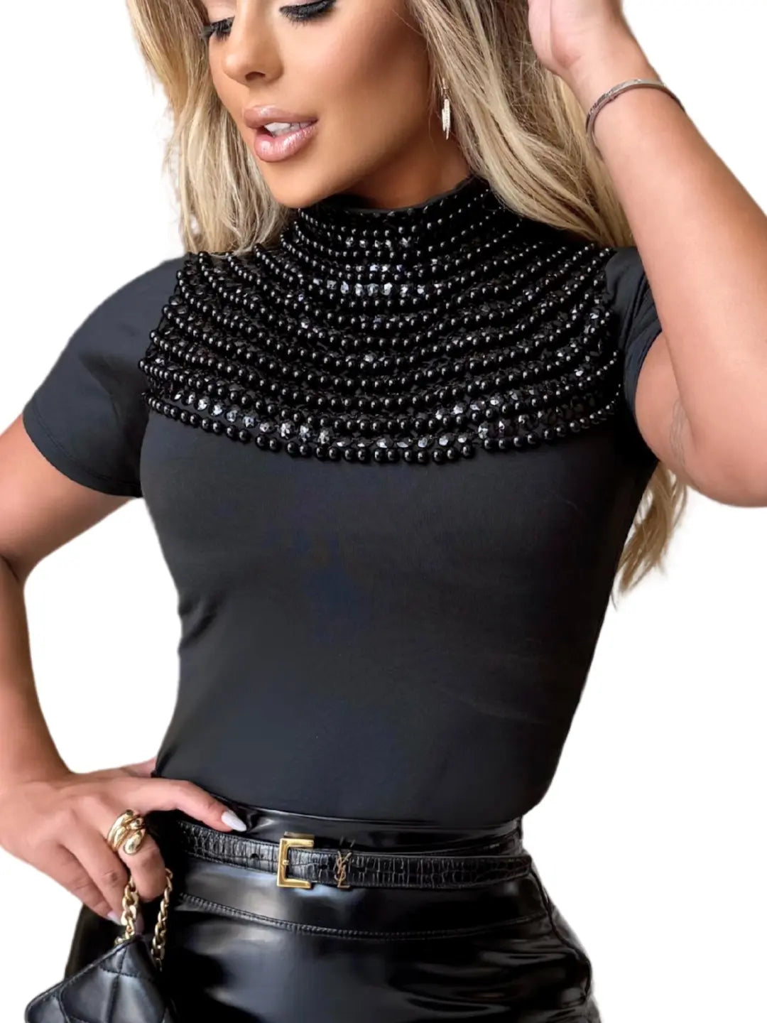 Body Irídia Bordado à Mão com Pérolas – Luxo, Glamour e Sofisticação