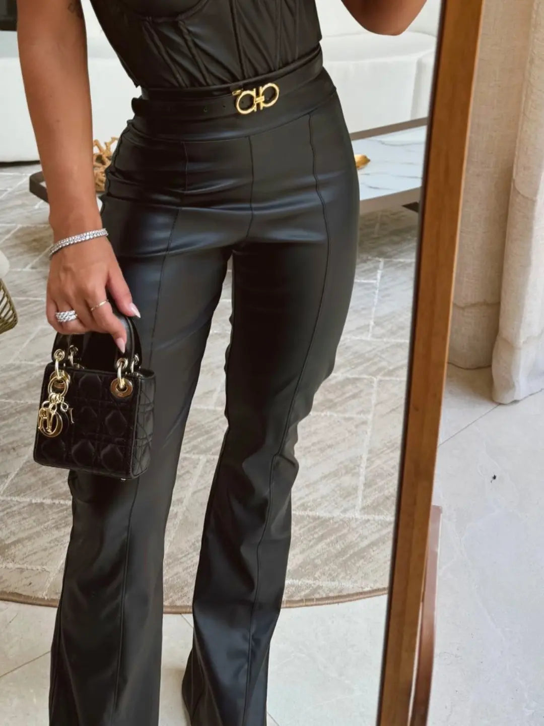 Calça Courino Skinny Noirelle – Cintura Alta Feminina