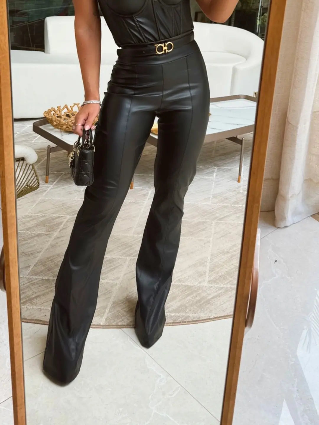 Calça Courino Skinny Noirelle – Cintura Alta Feminina