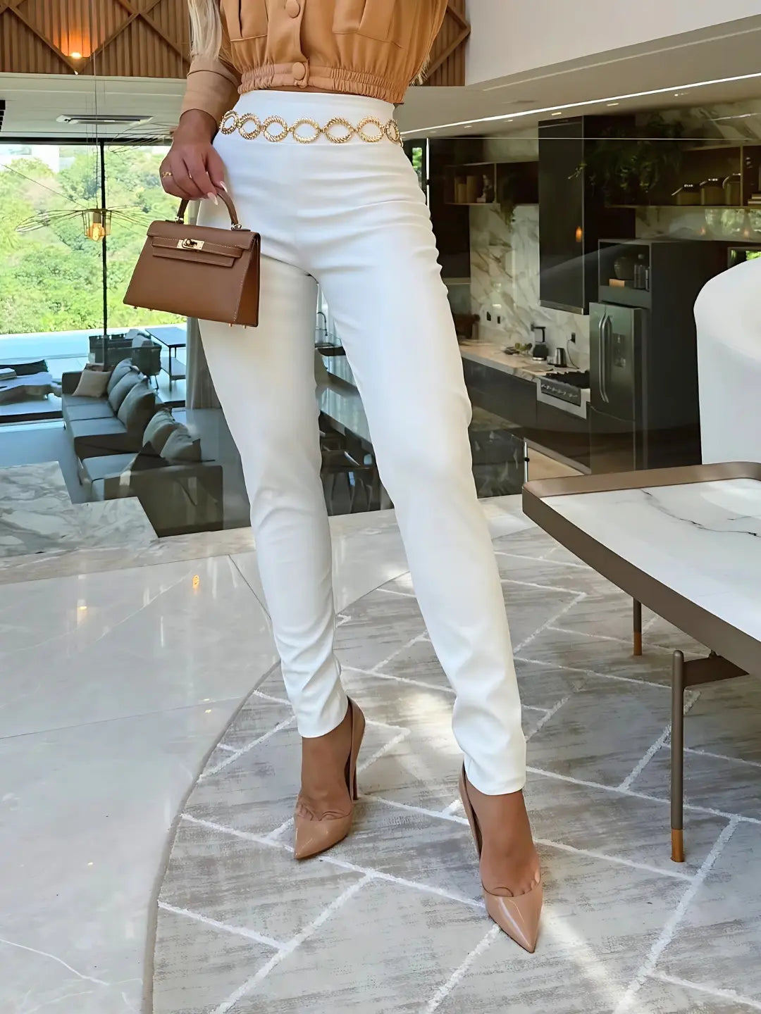 Calça Courino Skinny Offine – Cintura Alta Feminina