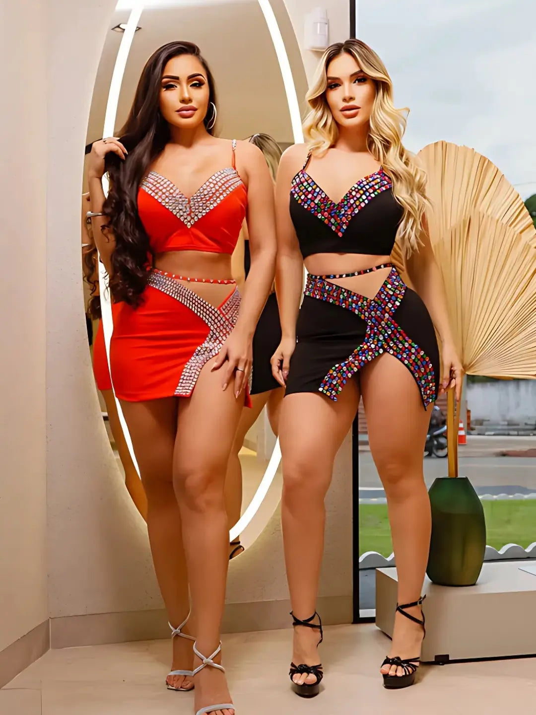 Conjunto ECLIPSA Bordado com Pedrarias Coloridas - Luxo&Brilho para Festas