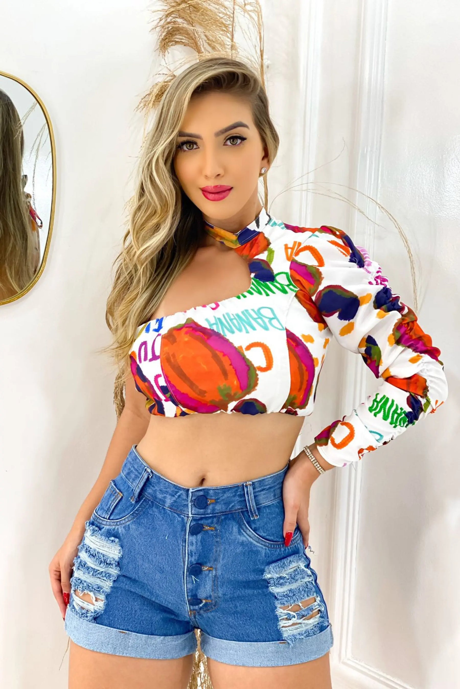 Short Jeans Curto Feminino Cintura Alta Destroyed - Jeans Premium 2025