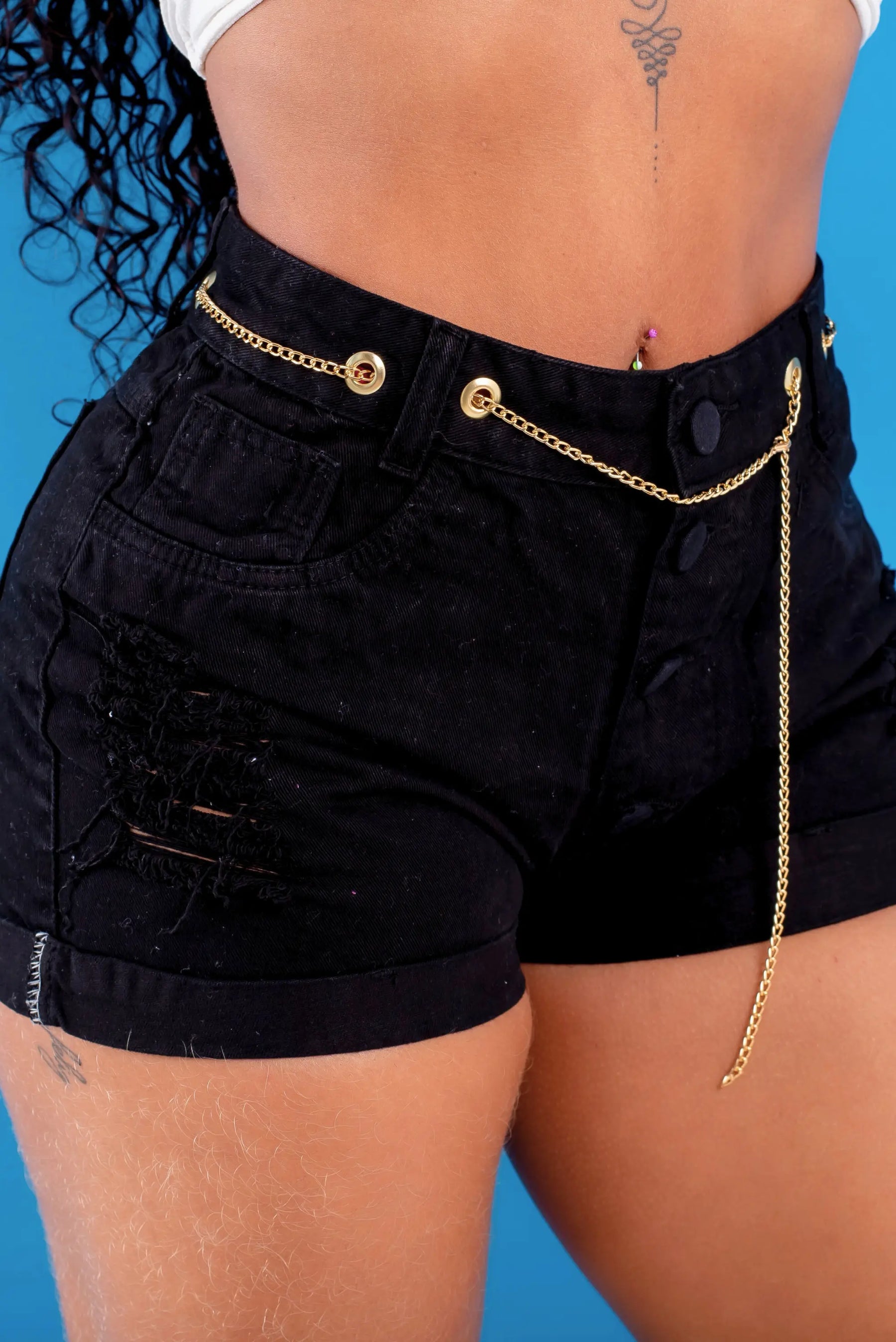 Short Jeans Cintura Alta Destroyed - Premium