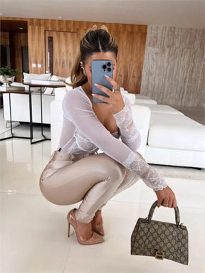 BODY EM RENDA VERA WHITE GLAMOUR