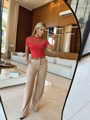 Body Irídia Bordado à Mão com Pérolas – Luxo, Glamour e Sofisticação