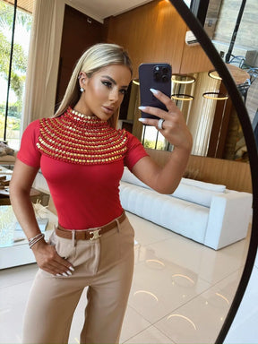 Body Irídia Bordado à Mão com Pérolas – Luxo, Glamour e Sofisticação