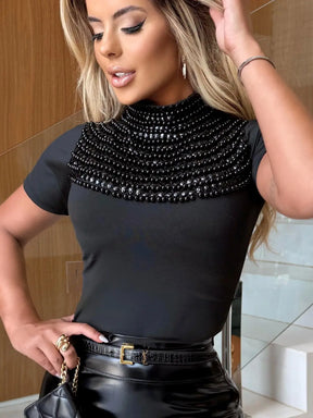 Body Irídia Bordado à Mão com Pérolas – Luxo, Glamour e Sofisticação