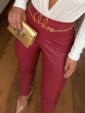 Calça Courino Skinny Feminina – Cintura Alta | Sempre Na Moda SNM