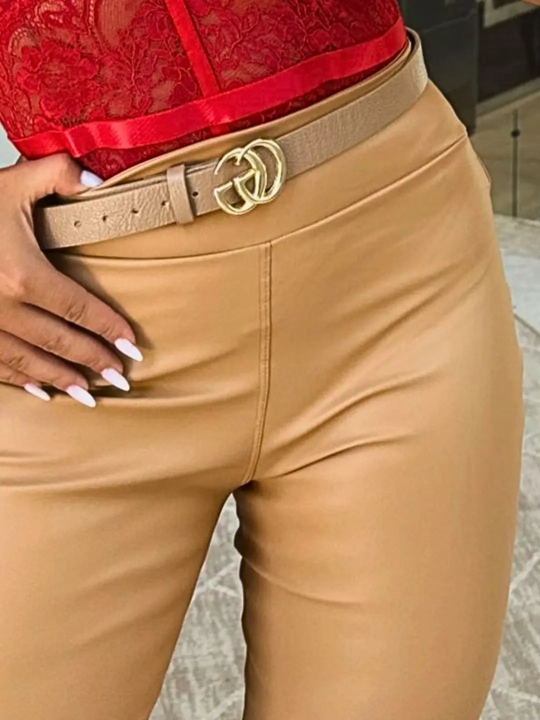 Calça Courino Skinny Nuvone – Cintura Alta Feminina