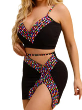 Conjunto Feminino Preto ECLIPSA Bordado com Pedrarias Coloridas - Luxo&Brilho para Festas