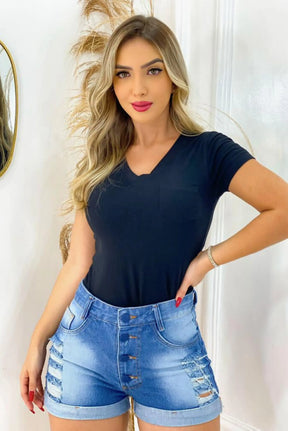 Short Jeans Feminino Rasgado - Ideal para Looks Casuais