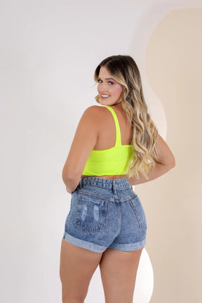 Short Jeans Feminino Premium - Detalhes Rasgados e Caimento Perfeito