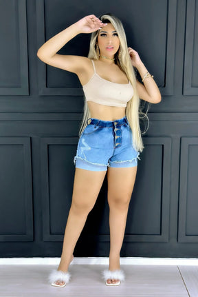 Short Jeans Feminino Cós Alto - Jeans Durabilidade e Estilo