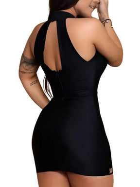 Vestido Feminino VELLARIS Curto Gola Alta com Correntes - Balada & Festa | SNM