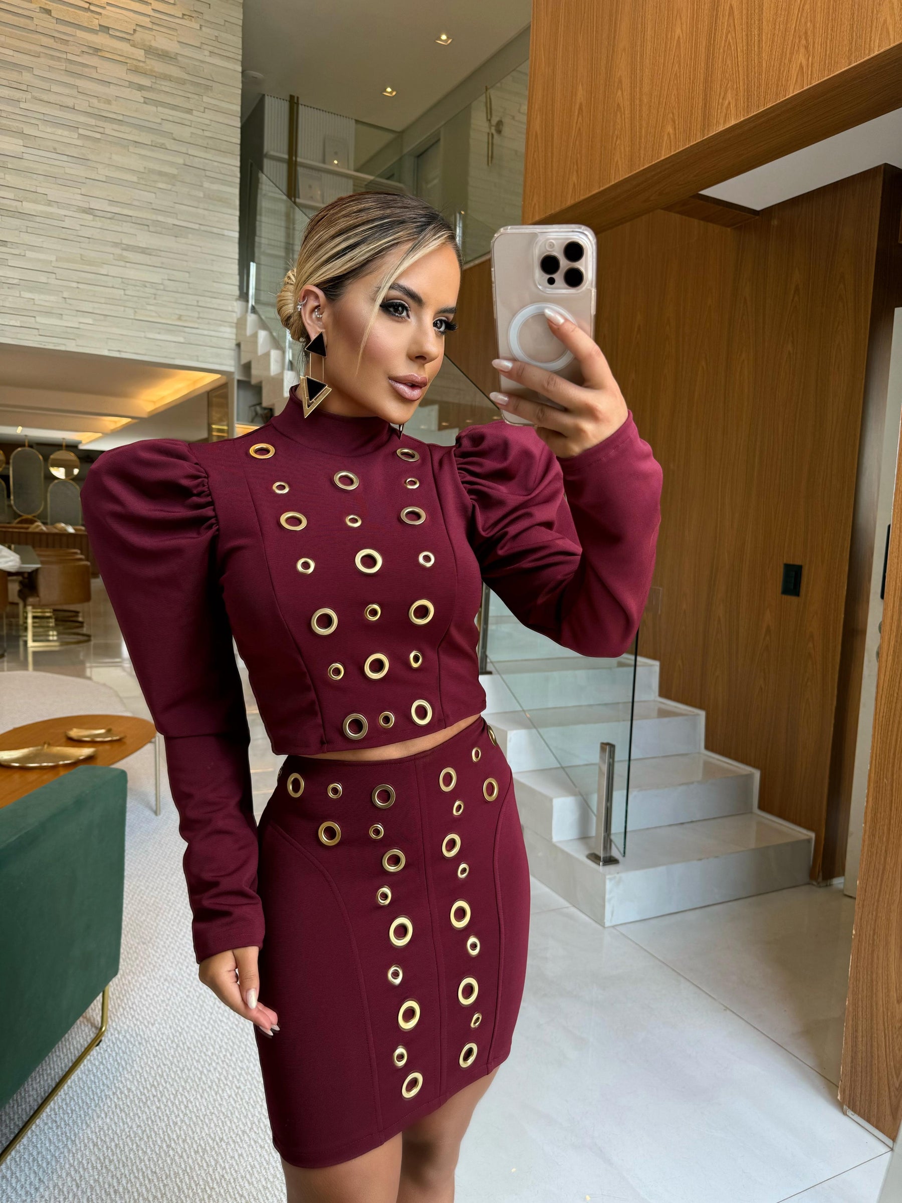 CONJUNTO VALESKA CEREJA FEMININO