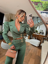 CONJUNTO LIARA VERDE – CROPPED COM CALÇA FEMININA